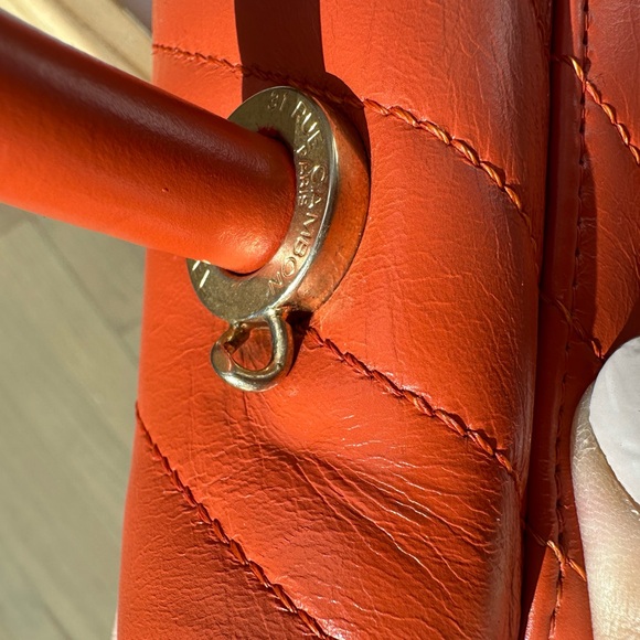 Chanel Small Coco Top Handle Chevron Quilted Flap Calfskin Red Orange/Gold Hrdwr - Picture 13 of 15